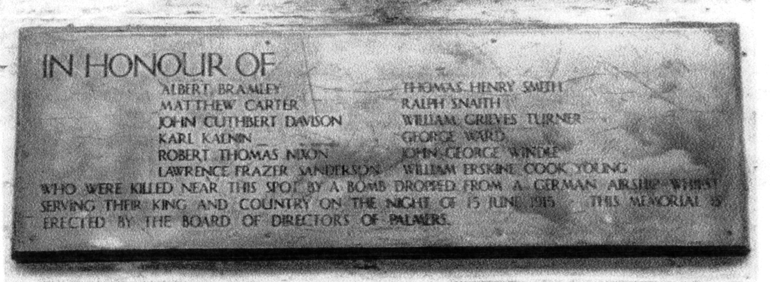 Plaque 1914-18 Zeppelin Palmer's Shipyard - NEWMP