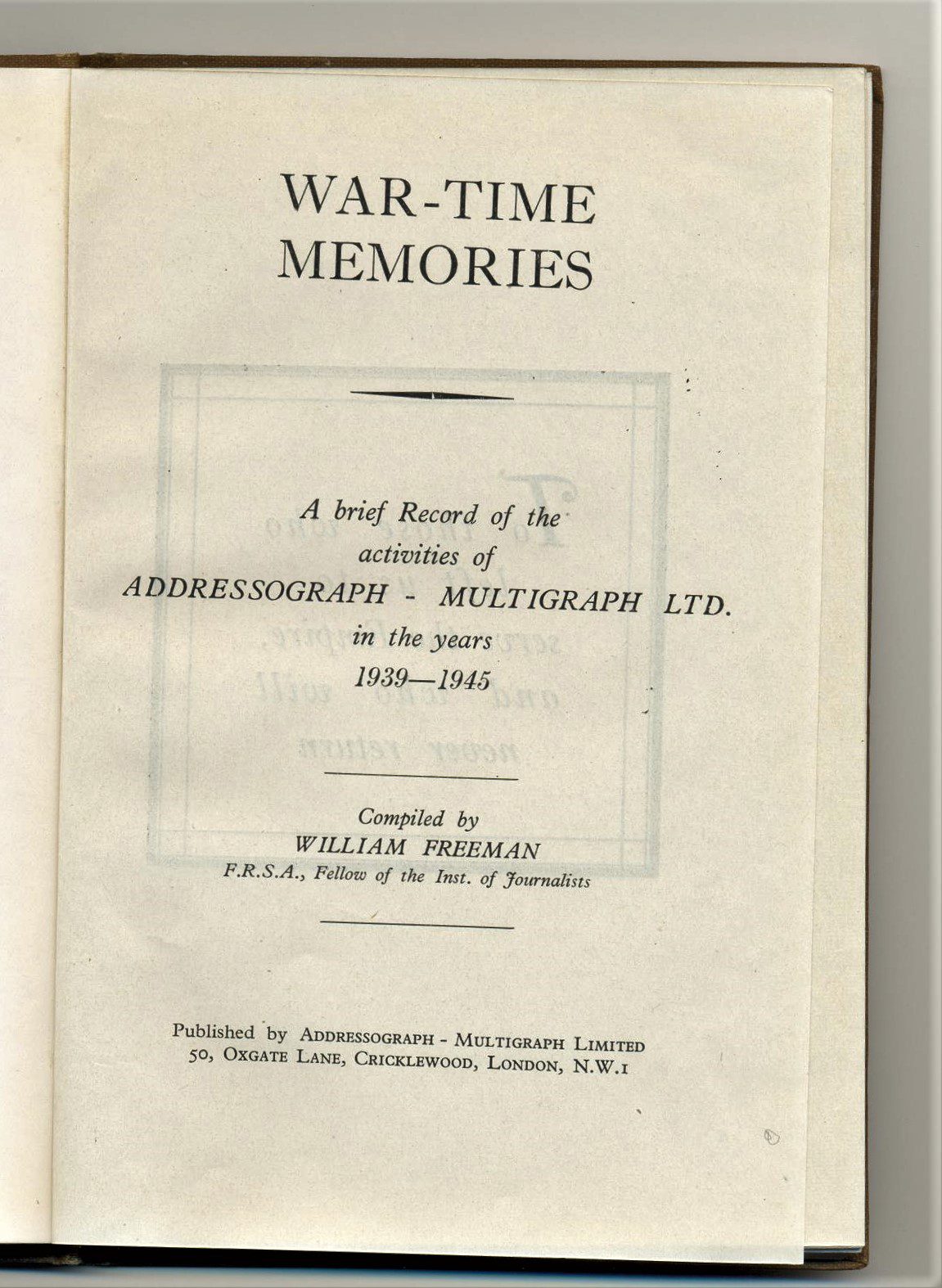 Book 1939-45 Addressograph-Multigraph Ltd. - NEWMP